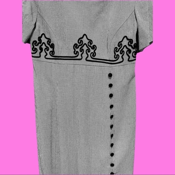 Vintage sz S/M Dawn Joy midi column dress slim 80s wiggle 90s y2k secretary VTG - Picture 3 of 10